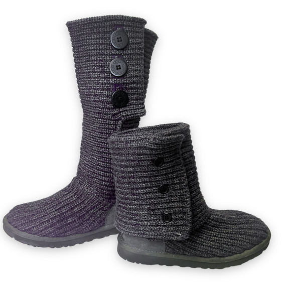 UGG Australia Classic 5819 Cardy Blue/Gray Knit Sweater Boots Sz 6 - Picture 1 of 11